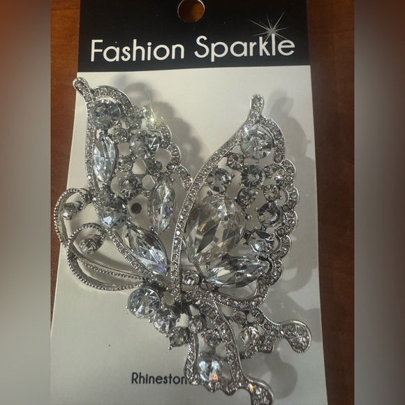 2 Silver Rhinestone Brooch - Picture 4 of 6